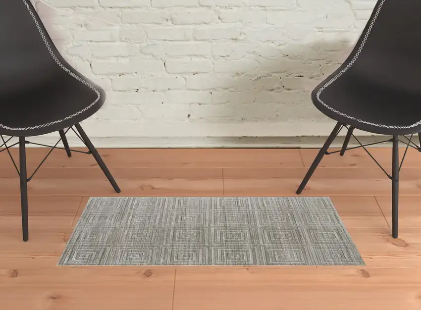 Gray And Silver Striped Hand Woven Area Rug Photo 2