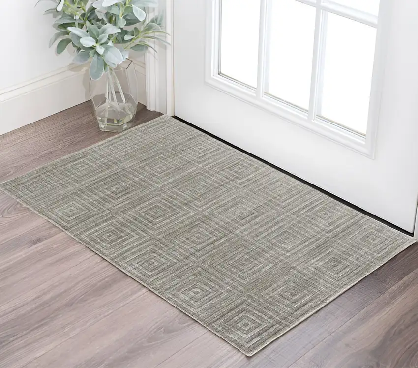 Gray Striped Hand Woven Area Rug Photo 1