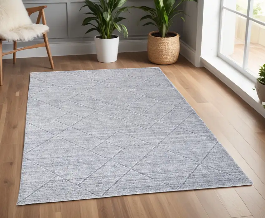Gray Striped Hand Woven Area Rug Photo 1