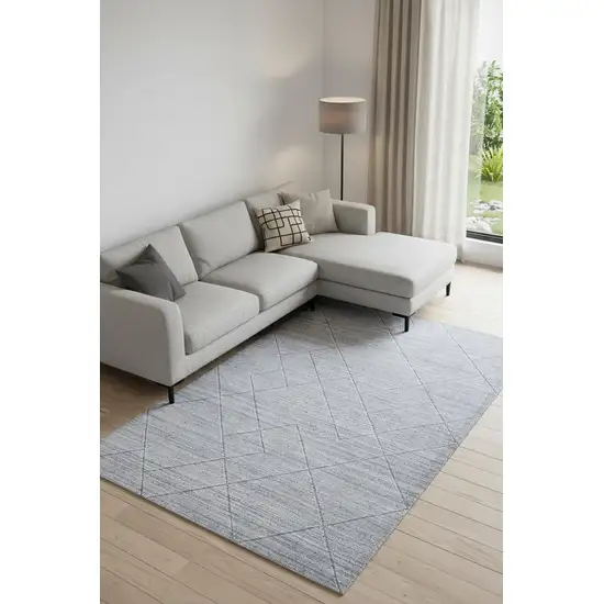 Gray And Silver Striped Hand Woven Area Rug Photo 1