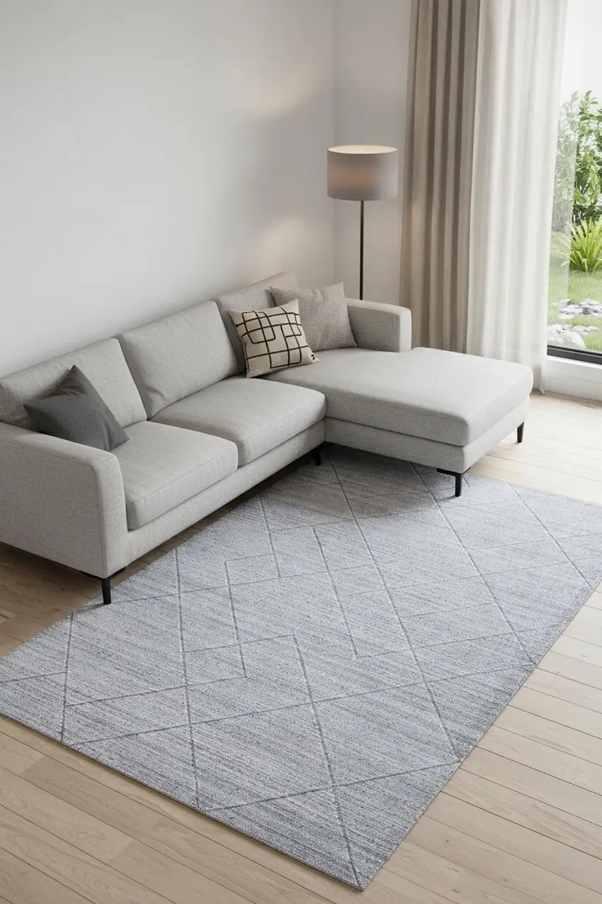 Gray And Silver Striped Hand Woven Area Rug Photo 1