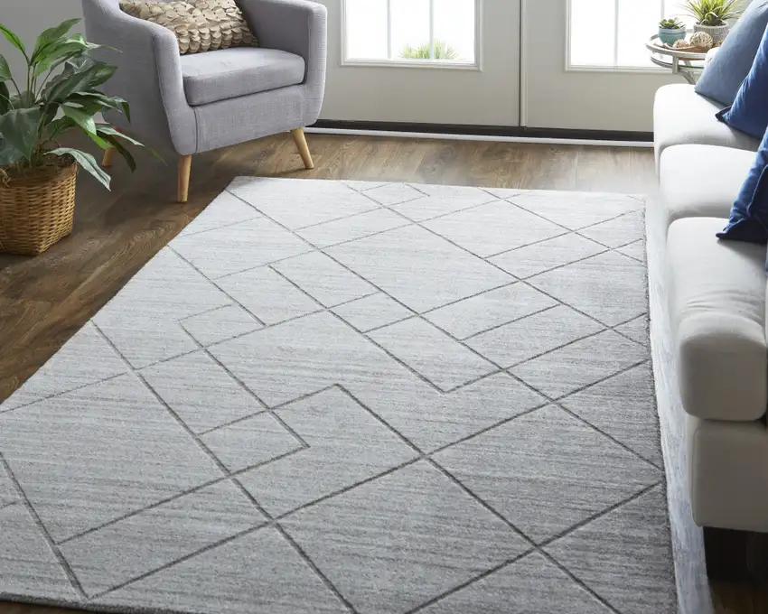 Gray And Silver Striped Hand Woven Area Rug Photo 1