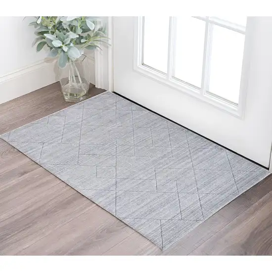 Gray Striped Hand Woven Area Rug Photo 1