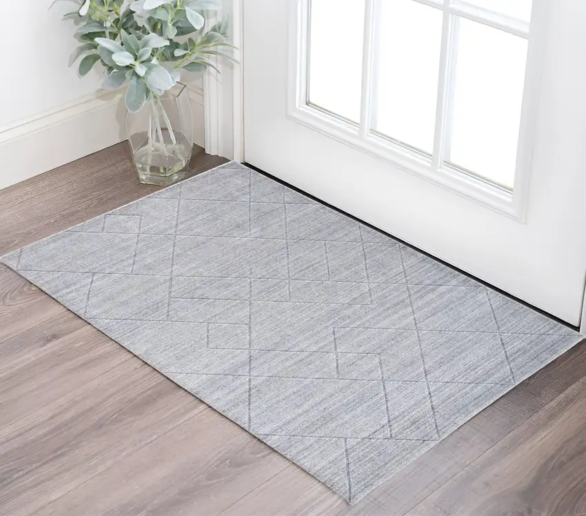 Gray Striped Hand Woven Area Rug Photo 1