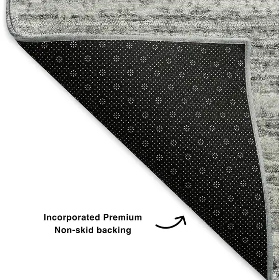 Gray And Silver Striped Washable Area Rug With UV Protection Photo 7
