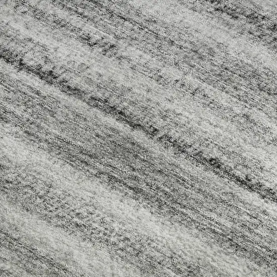 Gray And Silver Striped Washable Area Rug With UV Protection Photo 4