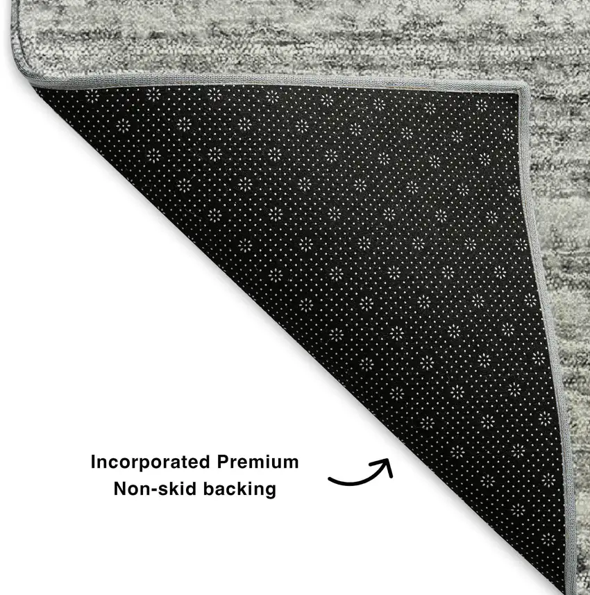 Gray And Silver Striped Washable Area Rug With UV Protection Photo 8