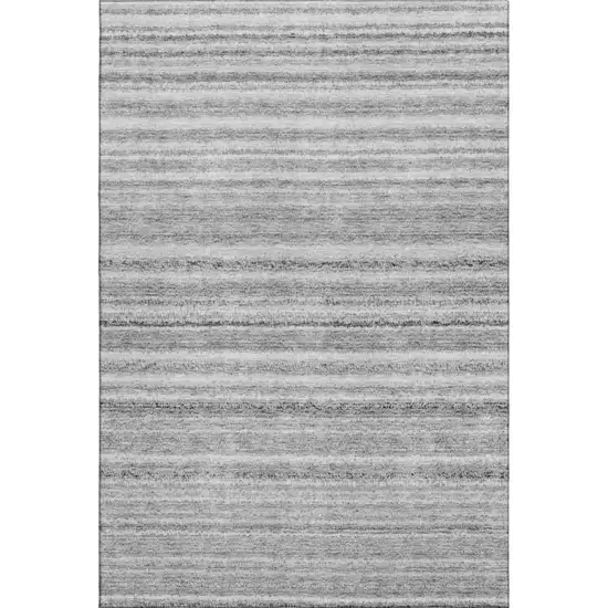 Gray And Silver Striped Washable Area Rug With UV Protection Photo 1