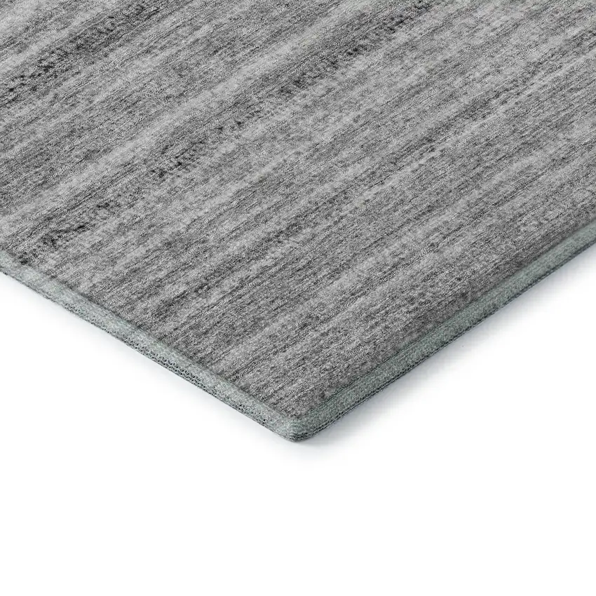 Gray And Silver Striped Washable Area Rug With UV Protection Photo 7