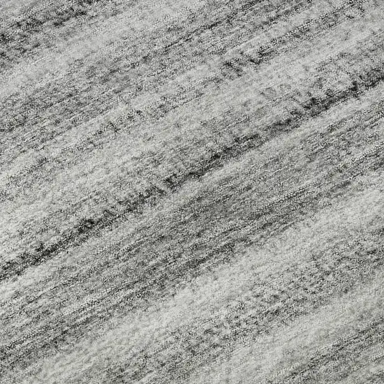 Gray And Silver Striped Washable Area Rug With UV Protection Photo 9