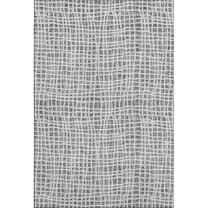 Photo of Gray And Silver Striped Washable Area Rug With UV Protection