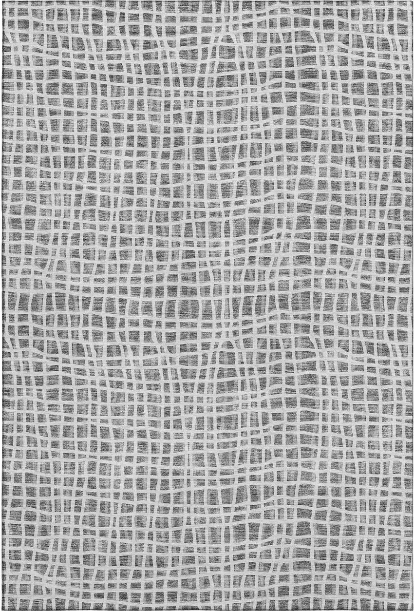 Gray And Silver Striped Washable Area Rug With UV Protection Photo 1