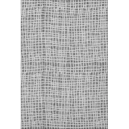 Gray And Silver Striped Washable Area Rug With UV Protection Photo 4
