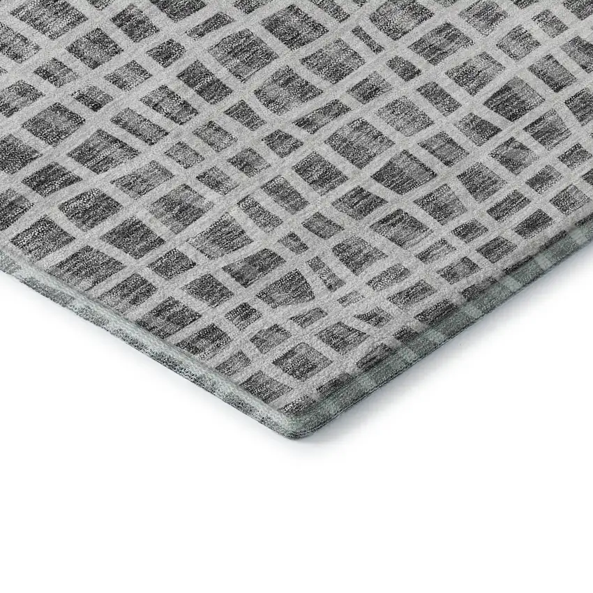 Gray And Silver Striped Washable Area Rug With UV Protection Photo 8
