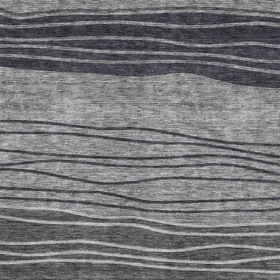Gray And Silver Striped Washable Area Rug With UV Protection Photo 3