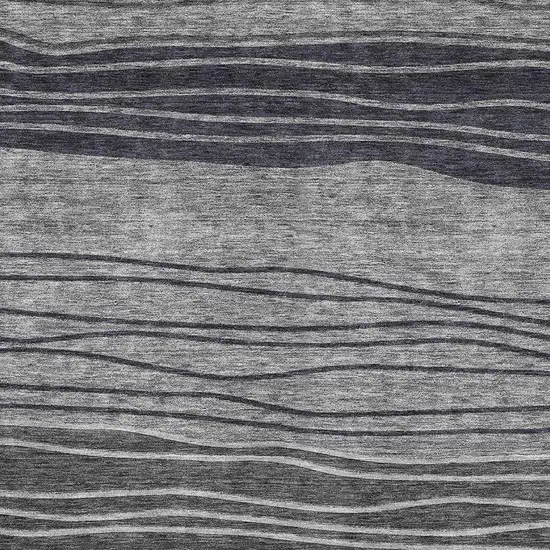 Gray And Silver Striped Washable Area Rug With UV Protection Photo 3