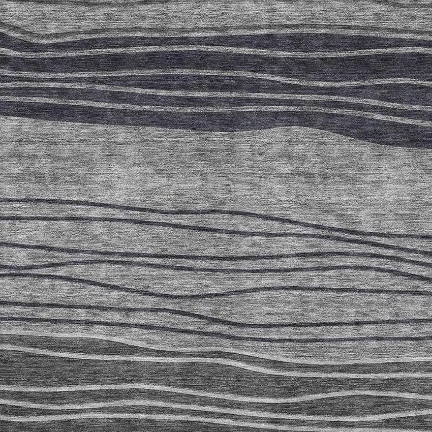 Gray And Silver Striped Washable Area Rug With UV Protection Photo 3