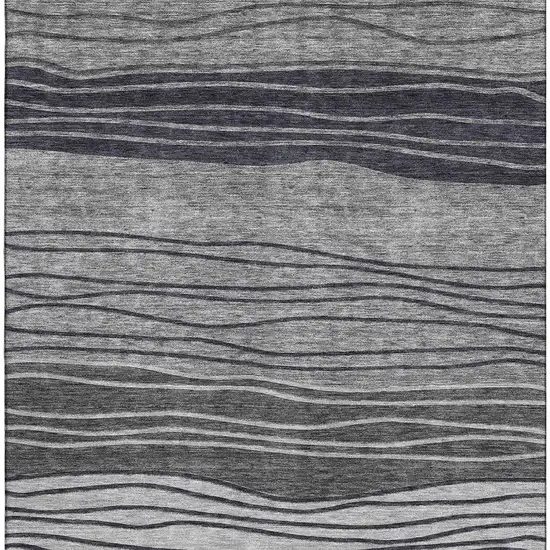 Gray And Silver Striped Washable Area Rug With UV Protection Photo 4