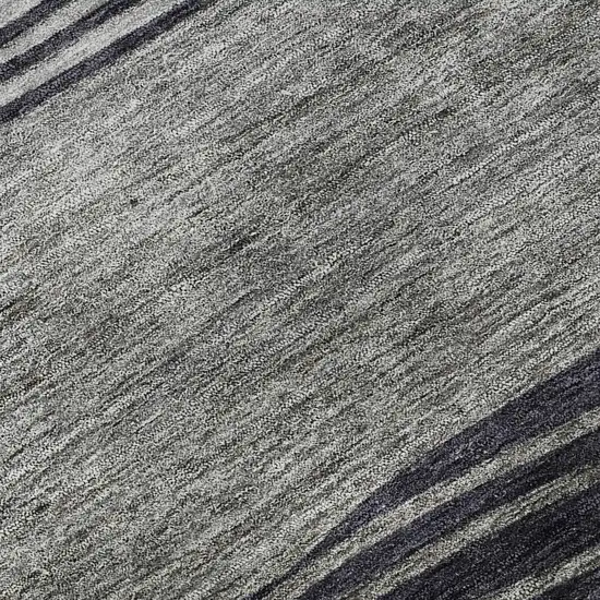 Gray And Silver Striped Washable Area Rug With UV Protection Photo 9
