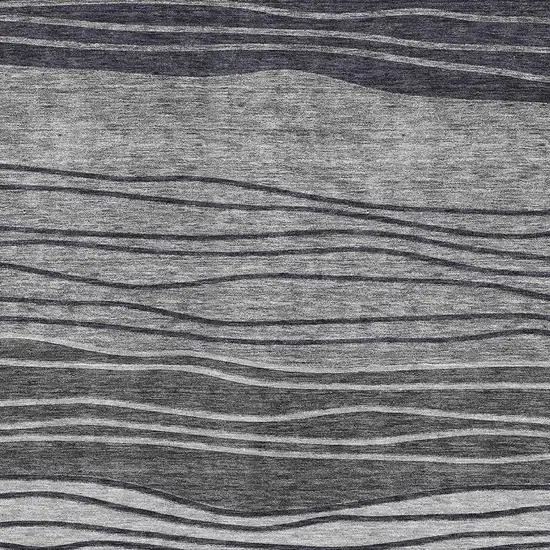 Gray And Silver Striped Washable Area Rug With UV Protection Photo 3