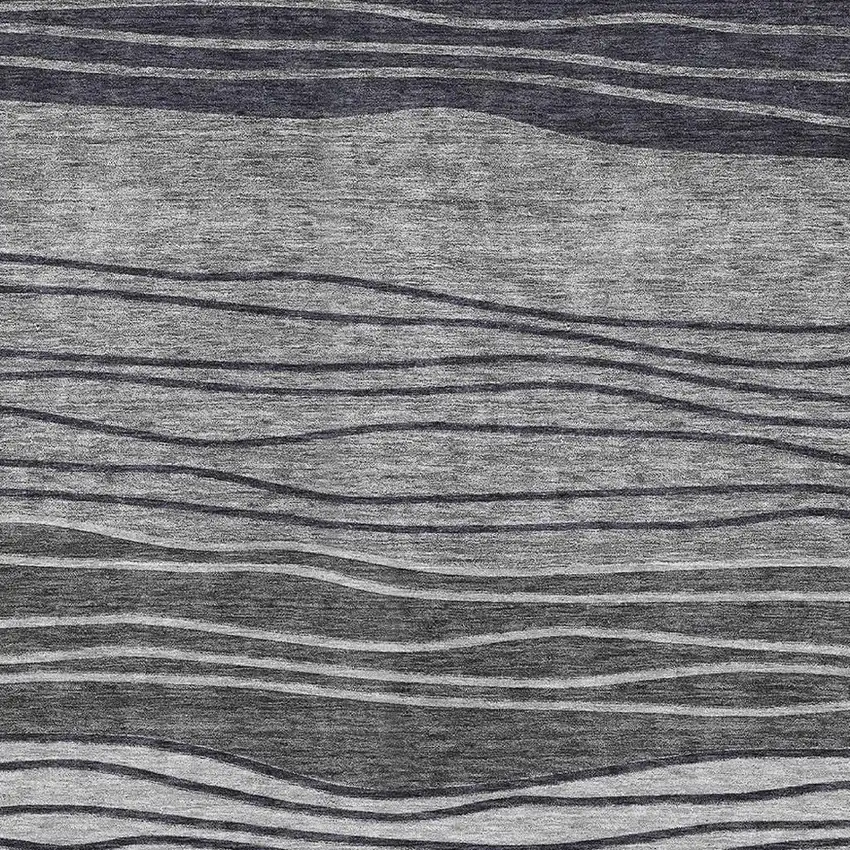 Gray And Silver Striped Washable Area Rug With UV Protection Photo 3