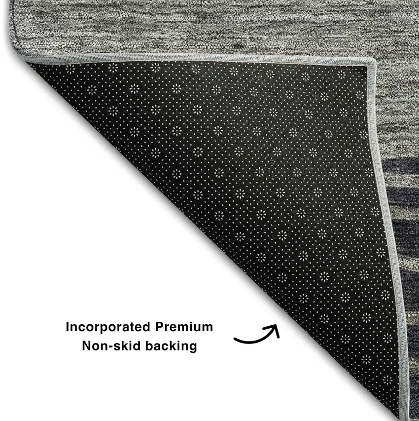 Gray And Silver Striped Washable Area Rug With UV Protection Photo 6