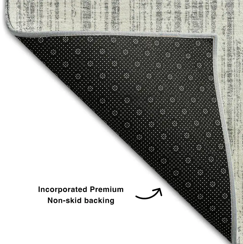 Gray And Silver Striped Washable Area Rug With UV Protection Photo 7