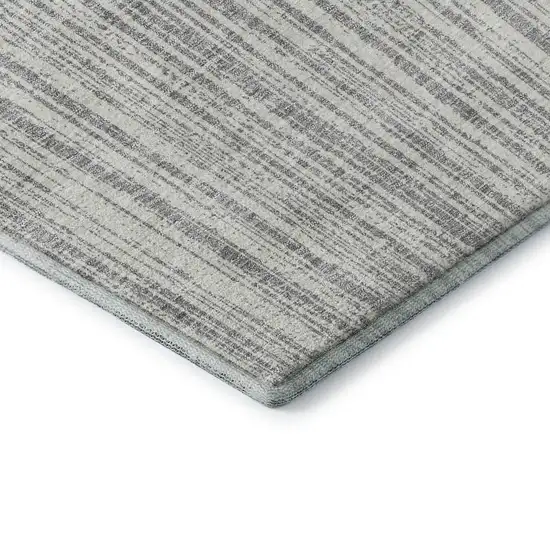 Gray And Silver Striped Washable Area Rug With UV Protection Photo 8