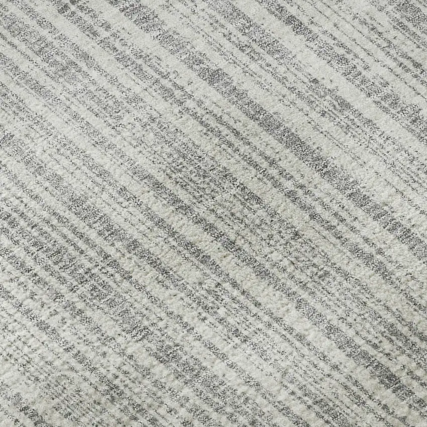 Gray And Silver Striped Washable Area Rug With UV Protection Photo 1