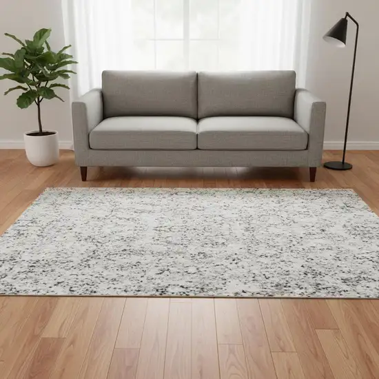 Gray And Silver Striped Washable Area Rug With UV Protection Photo 2