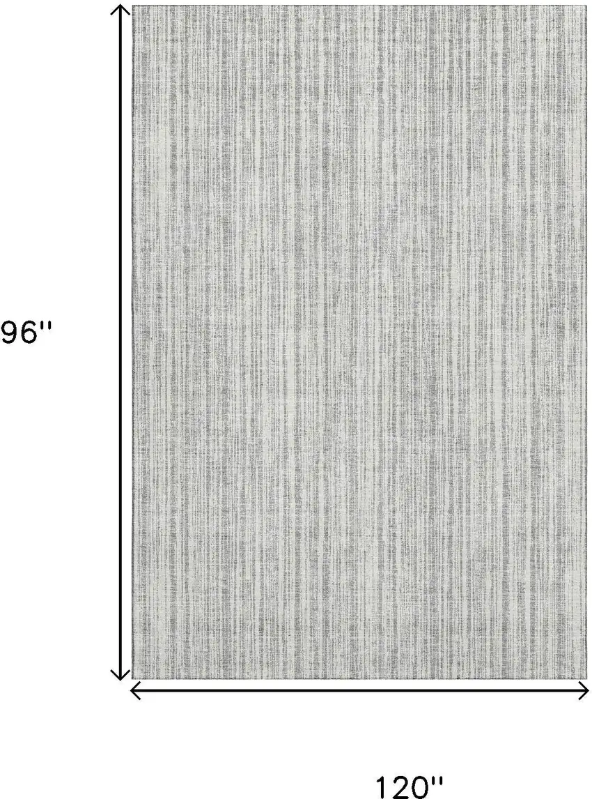 Gray And Silver Striped Washable Area Rug With UV Protection Photo 3