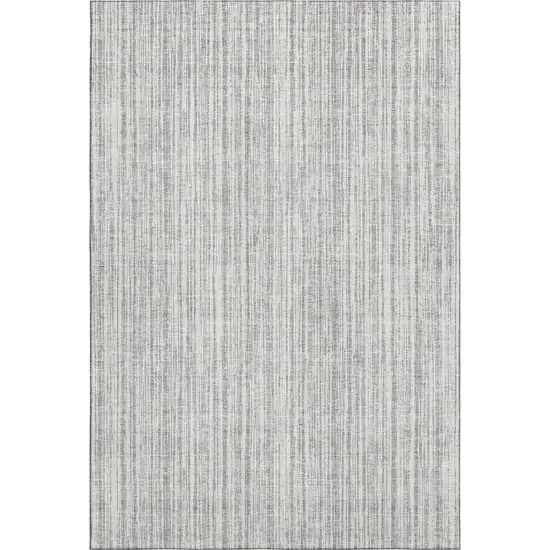 Gray And Silver Striped Washable Area Rug With UV Protection Photo 6
