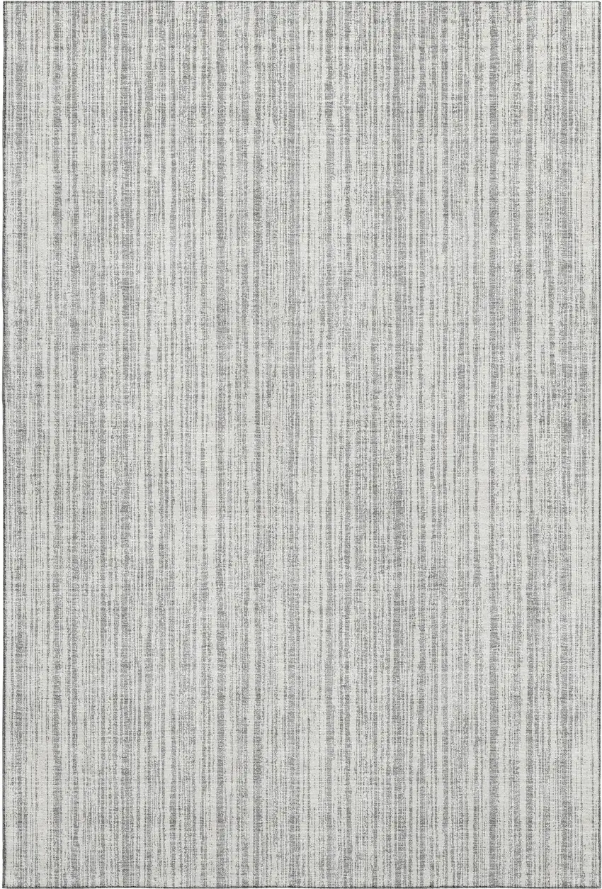 Gray And Silver Striped Washable Area Rug With UV Protection Photo 6