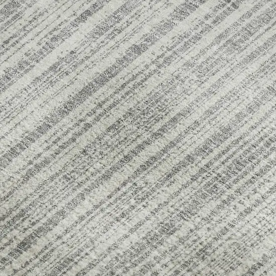 Gray And Silver Striped Washable Area Rug With UV Protection Photo 3