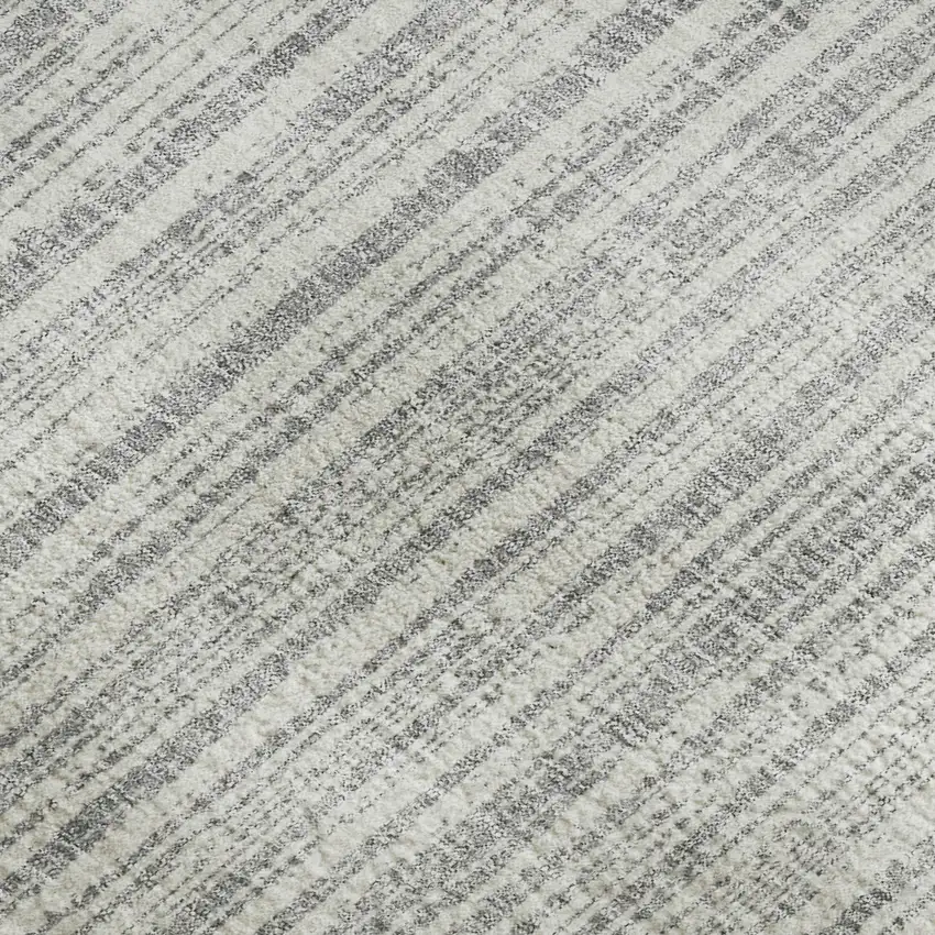 Gray And Silver Striped Washable Area Rug With UV Protection Photo 3