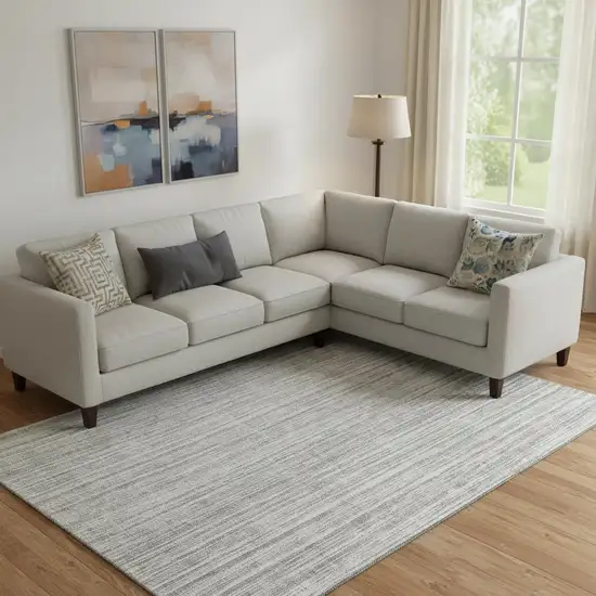 Gray And Silver Striped Washable Area Rug With UV Protection Photo 1