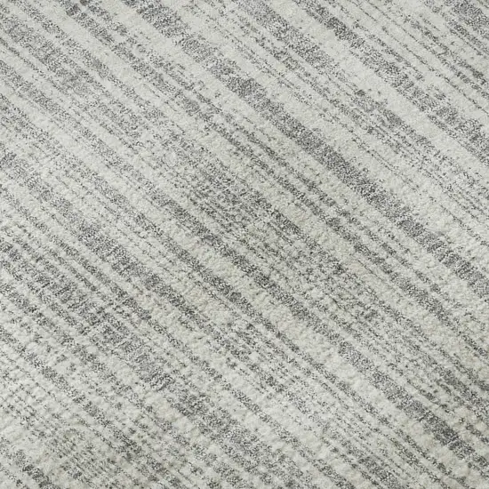 Gray And Silver Striped Washable Area Rug With UV Protection Photo 1