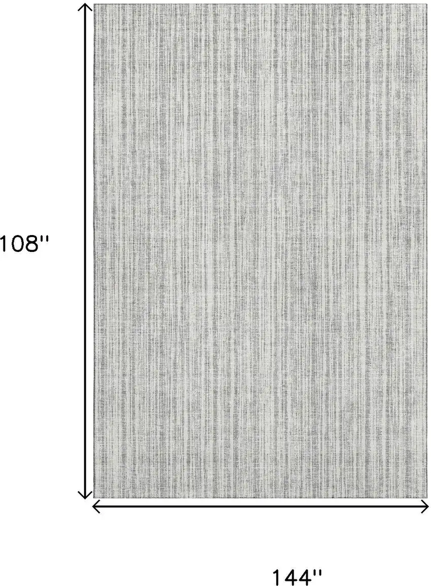Gray And Silver Striped Washable Area Rug With UV Protection Photo 3