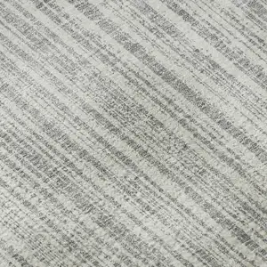 Photo of Gray And Silver Striped Washable Area Rug With UV Protection