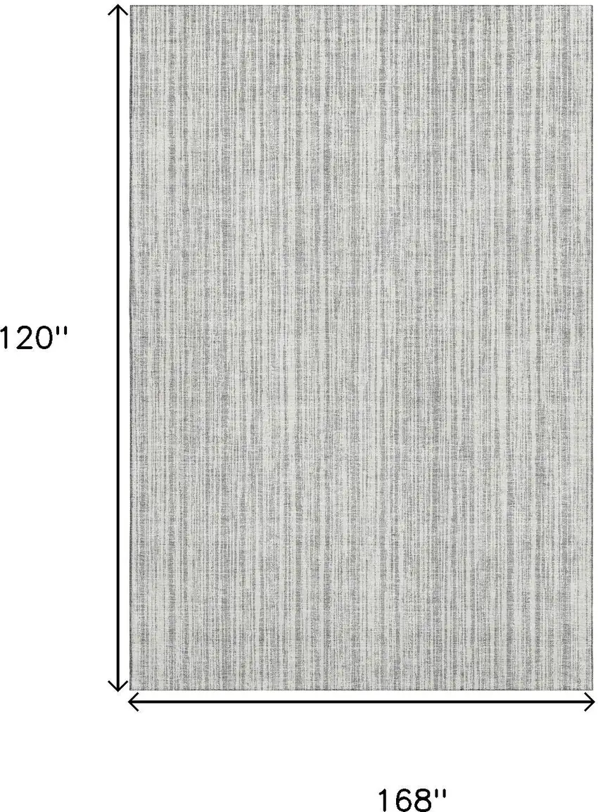Gray And Silver Striped Washable Area Rug With UV Protection Photo 3