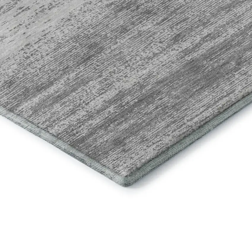 Gray And Silver Striped Washable Area Rug With UV Protection Photo 8