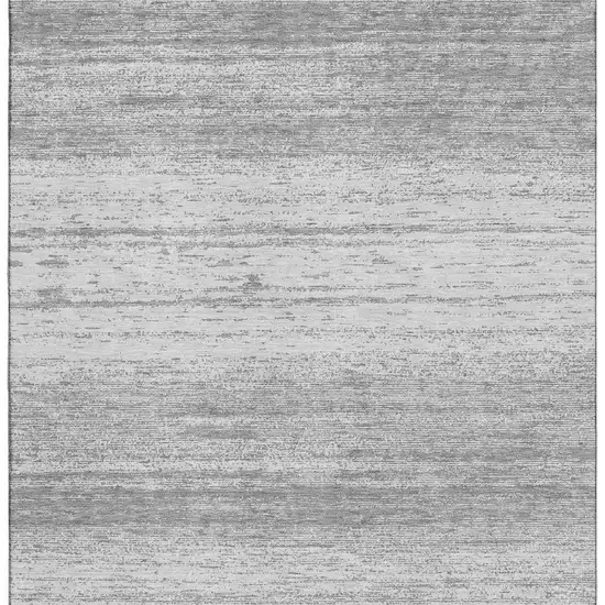 Gray And Silver Striped Washable Area Rug With UV Protection Photo 3