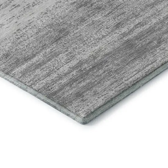 Gray And Silver Striped Washable Area Rug With UV Protection Photo 8