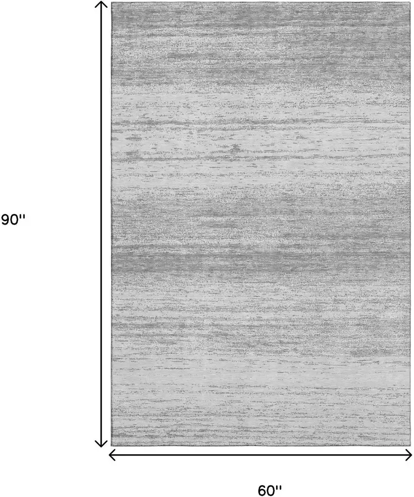 Gray And Silver Striped Washable Area Rug With UV Protection Photo 3
