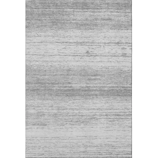 Gray And Silver Striped Washable Area Rug With UV Protection Photo 4