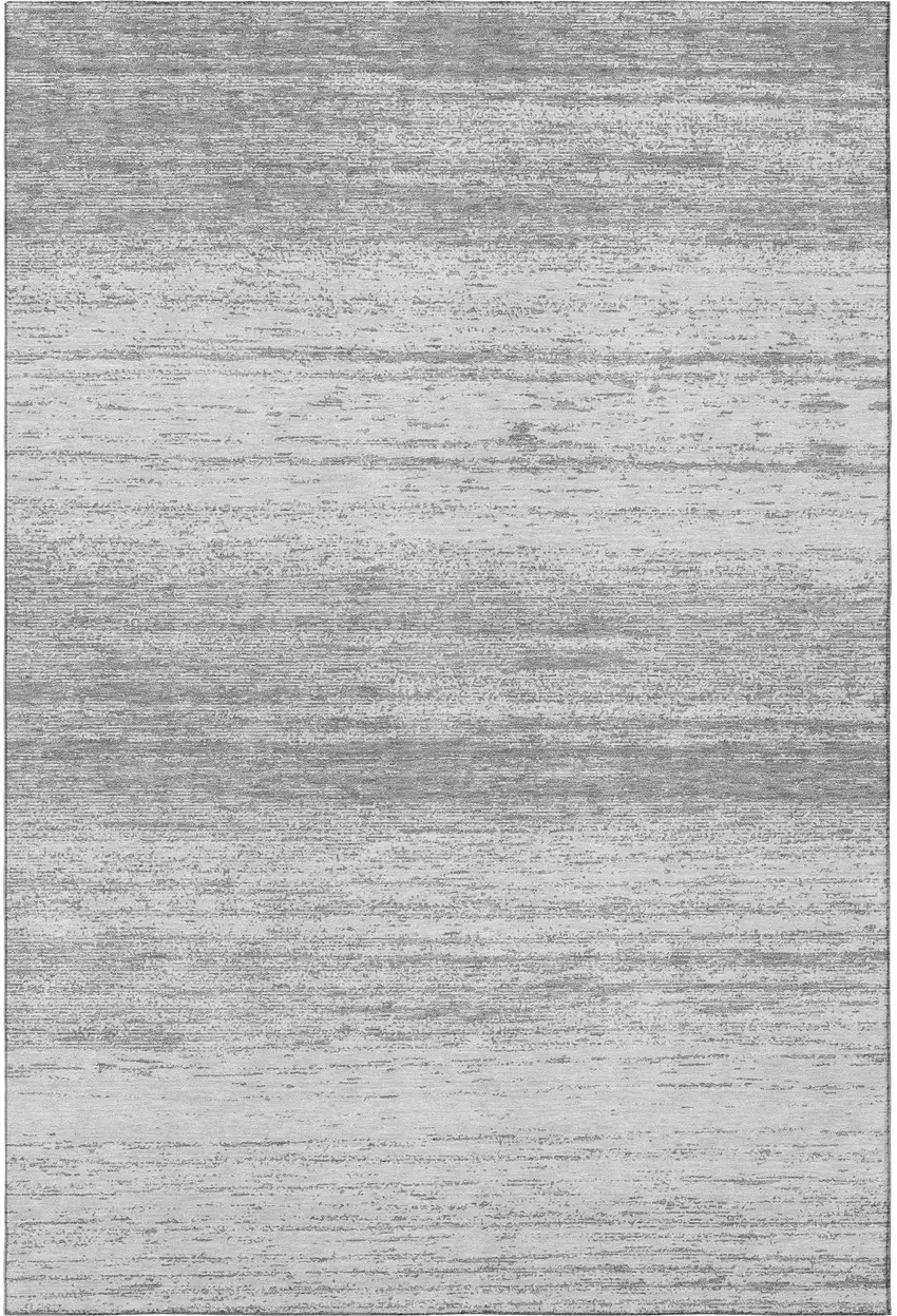 Gray And Silver Striped Washable Area Rug With UV Protection Photo 4