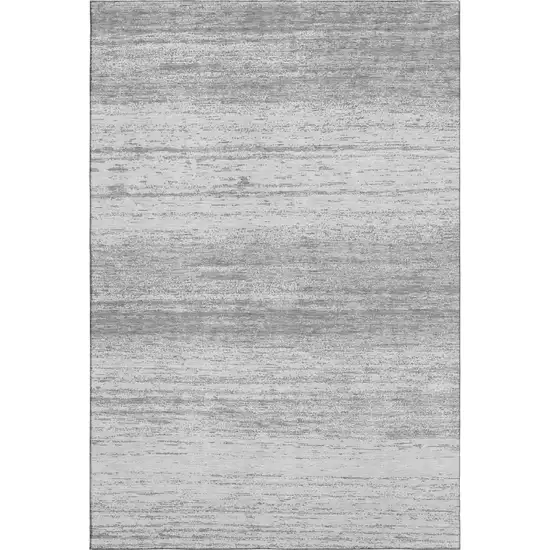 Gray And Silver Striped Washable Area Rug With UV Protection Photo 1