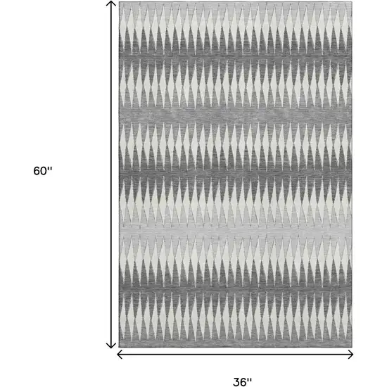 Gray And Silver Striped Washable Area Rug With UV Protection Photo 9