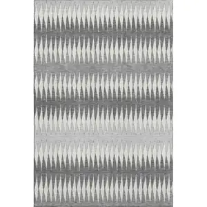 Photo of Gray And Silver Striped Washable Area Rug With UV Protection