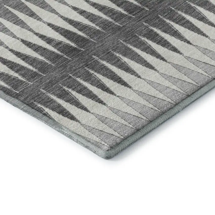 Gray And Silver Striped Washable Area Rug With UV Protection Photo 6